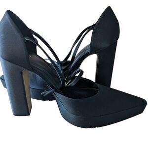 Zara Platform Chunky Pointed Toe Satin Y2K Ankle Strap High Heel 90’s Size 39